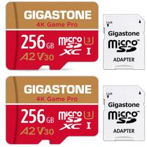 Cartão de memória Cartão Micro SD Gigastone de 256 GB, pacote com 2 unidades para Nintendo-Switch