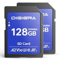 Cartão de memória DIGIERA 128GB SDXC UHS-I 100MB/s, pacote com 2