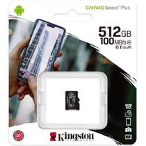 Cartao de Memoria Kingston Canvas Select Plus Micro SDXC 512 GB 100MB/s Classe 10 Sem Adaptador - SDCS2/512GBSP