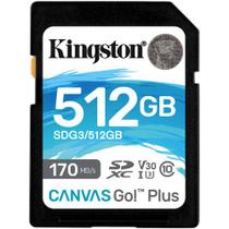 Cartão de memória kingston sd xc 512gb go plus uhs-i 170mb/s