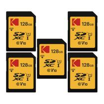 Cartão de memória KODAK 128GB SD Class 10 UHS-I U1 V10, pacote com 5 Cartão de memória KODAK 128GB SD Class 10 UHS-I U1 V10, pacote com 5