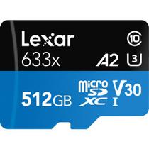 Cartão de memória lexar micro sd xc 512gb uhs-i 100mb/s 633x