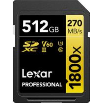 Cartão de memória lexar sd xc 512gb 1800x uhs-ii 270mb/s v60
