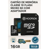 Cartão de Memória Micro SD 16GB Classe 10 com Adaptador Velocidade Rápida p/ celular Câmera Notebook
