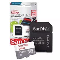 Cartão de memória Micro Sd 64 Gb Sandisk, Classe 10, 80 MB/s