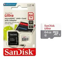 Cartão De Memória Micro Sd 64gb COM ADAPTADOR, Sandisk Ultra Class 10, LACRADO. Cartão De Memória Micro Sd 64gb COM ADAPTADOR, Sandisk Ultra Class 10, LACRADO.