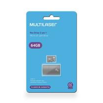 Cartão de Memória Micro SD 64GB e Adpatador Micro SD para USB Multi MC164r