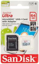 Cartão De Memória Micro Sd 64gb Sandisk Ultra 80mbs Class 10