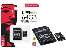 Cartão De Memória Micro Sd Kingston 64Gb Xc1 Classe 10Canvas
