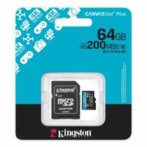 Cartão de Memória Micro SD Kingston Canvas Go Plus 64GB V30 A2