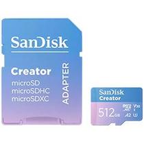 Cartão de Memória Micro SD SanDisk Creator 512GB V30 A2 U3 SDSQXAV-512G-GN6MS 4K UHD Leitura 160MB-s Gravação 90MB-s Ideal Câmeras Drone Cartão de Memória Micro SD SanDisk Creator 512GB V30 A2 U3 SDSQXAV-512G-GN6MS 4K UHD Leitura 160MB-s Gravação 90MB-s Ideal Câmeras Drone