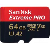 Cartão de Memória Micro SD Sandisk Extreme Pro 200-90 MB/s U3 com Adaptador de 64 GB