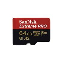 Cartão de Memória Micro SD SanDisk Extreme Pro 64GB MicroSDXC até 200 MB/s classe A2 UHSI Class 10, U3, V30, Cartão de Memória Micro SD SanDisk Extreme Pro 64GB MicroSDXC até 200 MB/s classe A2 UHSI Class 10, U3, V30,