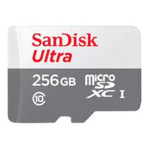 Cartao de Memoria Micro SD Sandisk Ultra 256GB / C10 / 100MBS / 2X1 - (SDSQUNR-256-GN6TA)