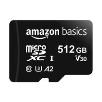 Cartão de memória Micro SDXC Amazon Basics 512GB com adaptador preto