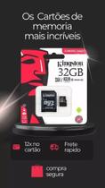 Cartão De Memória Microsd 32gb Sdc10 + Adaptador Kingston