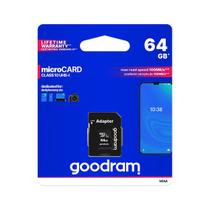 Cartão de Memória MicroSD com Adaptador SD 64GB M1AA GOODRAM Cartão de Memória MicroSD com Adaptador SD 64GB M1AA GOODRAM
