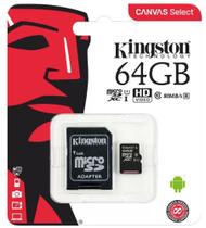 Cartão De Memória MicroSD Kingston 64Gb 80Mb/s SD Classe10 + Adp.