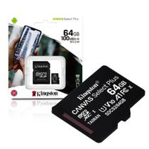 Cartao de Memoria MicroSD Kingston 64GB Com Adaptador SD 100MBs Classe 10 Canvas SDCS2