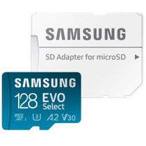 Cartão de memória microSDXC 128GB Samsung EVO Select (UHS-I, U3, A2, V30 c/ Adaptador) - MB-ME128KA