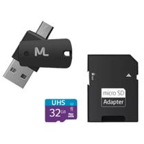 Cartão De Memória Multilaser 32Gb Sd+Usb+Otg Com Adaptador