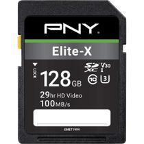 Cartão de memória PNY Elite-X 128GB SDXC Class 10 U3 V30 100MB/s Cartão de memória PNY Elite-X 128GB SDXC Class 10 U3 V30 100MB/s