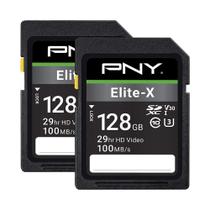 Cartão de memória PNY Elite-X 128GB SDXC Class 10 U3 V30 Pacote com 2 Cartão de memória PNY Elite-X 128GB SDXC Class 10 U3 V30 Pacote com 2