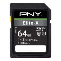 Cartão de memória PNY Elite-X 64GB SDXC Class 10 U3 V30 - 100MB/s