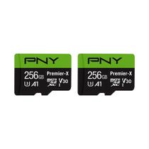 Cartão de memória PNY Premier-X 256GB Classe 10 U3 V30 microSDXC, pacote com 2