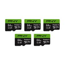 Cartão de Memória PNY Premier-X microSDXC 64GB - Classe 10 U3 V30 (Pacote com 5) Cartão de Memória PNY Premier-X microSDXC 64GB - Classe 10 U3 V30 (Pacote com 5)