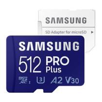 Cartão de Memória Samsung 512gb Micro Sd Pro Plus e Adap Velocidade 180Mbs