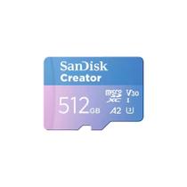Cartão de Memória SanDisk Creator Series MicroSD 512GB, Classe 10, Leitura 190 MB/s e Gravação 130 MB/s - SDSQXAV-512G-GN6MS