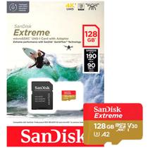 Cartão de Memória SanDisk Extreme microSDXC 128GB 190-90MB