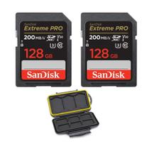 Cartão de Memória SanDisk Extreme PRO 128GB SDXC UHS-I 200MB/s (Pacote com 2) com Estojo para Memória Cartão de Memória SanDisk Extreme PRO 128GB SDXC UHS-I 200MB/s (Pacote com 2) com Estojo para Memória