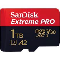 Cartão de Memória SanDisk Extreme PRO MicroSDXC 1TB UHSI U3 V30 A2 até 200MBs Cartão de Memória SanDisk Extreme PRO MicroSDXC 1TB UHSI U3 V30 A2 até 200MBs