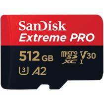 Cartão de Memória SanDisk Extreme PRO MicroSDXC 512GB UHSI U3 V30 A2 até 200MBs com Adaptador SD Cartão de Memória SanDisk Extreme PRO MicroSDXC 512GB UHSI U3 V30 A2 até 200MBs com Adaptador SD