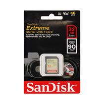 Cartão de Memória SanDisk Extreme SDHC 32GB - 90MB/s, UHS-I, C10, U3, V30, 4K UHD