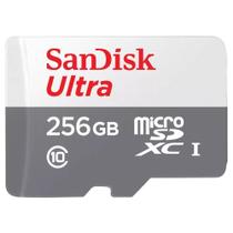 Cartão de Memória SanDisk Micro SD Ultra, 256GB Classe 10, 100MB/s, com Adaptador.