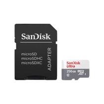 Cartão de Memória SanDisk Micro SD Ultra, 256GB Classe 10, com Adaptador - SDSQUNR-256G-GN6TA