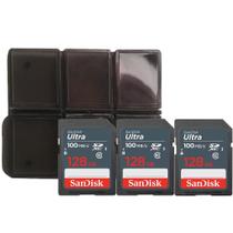 Cartão de memória Sandisk Ultra 128GB SDXC UHS-I 100MB/s com suporte