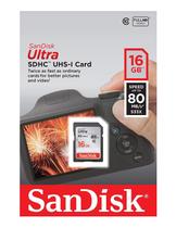 Cartão de memória SanDisk Ultra 16GB Classe 10 SDHC UHS-I 80MB/s