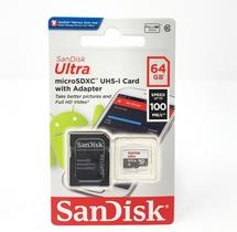 Cartao de Memoria Sandisk Ultra 64gb, Microsdxc UhsI Card, com Adaptador, lacrado