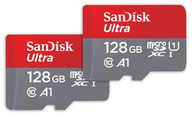 Cartão de Memória SanDisk Ultra microSDXC 128GB - Pacote com 2 e Adaptador