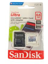 Cartão De Memoria Sandisk Ultra microSDXC 64gb 100mb/s com Adaptador