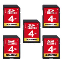 Cartão de memória SD Gigastone 4GB SDHC Classe 4 Pacote de 5