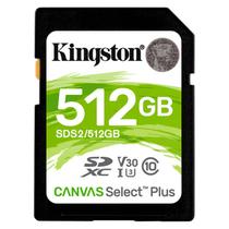 Cartao de Memoria SD Kingston Canvas Select Plus 512GB Classe 10 100MBS - (SDS2/512GB)