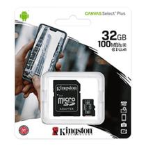 Cartão De Memória SD Kingston Canvas Select Plus Class 10UHS-I 32GB Micro + Adaptador - SDCS2/32GB