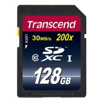 Cartão de memória Transcend SDXC 128GB Classe 10 até 30MB/s Cartão de memória Transcend SDXC 128GB Classe 10 até 30MB/s