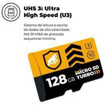 Cartão de Memória Turbo 128GB U3 + Adaptador Pendrive Nano Slim + Adaptador SD - Gorila Shield