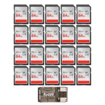 Cartão de Memória Ultra Classe 10 64GB 140 MB/s UHS-I SDXC (Pacote com 20) com Leitor de Cartão 2 em 1 USB 3.0 (21 Itens) Cartão de Memória Ultra Classe 10 64GB 140 MB/s UHS-I SDXC (Pacote com 20) com Leitor de Cartão 2 em 1 USB 3.0 (21 Itens)